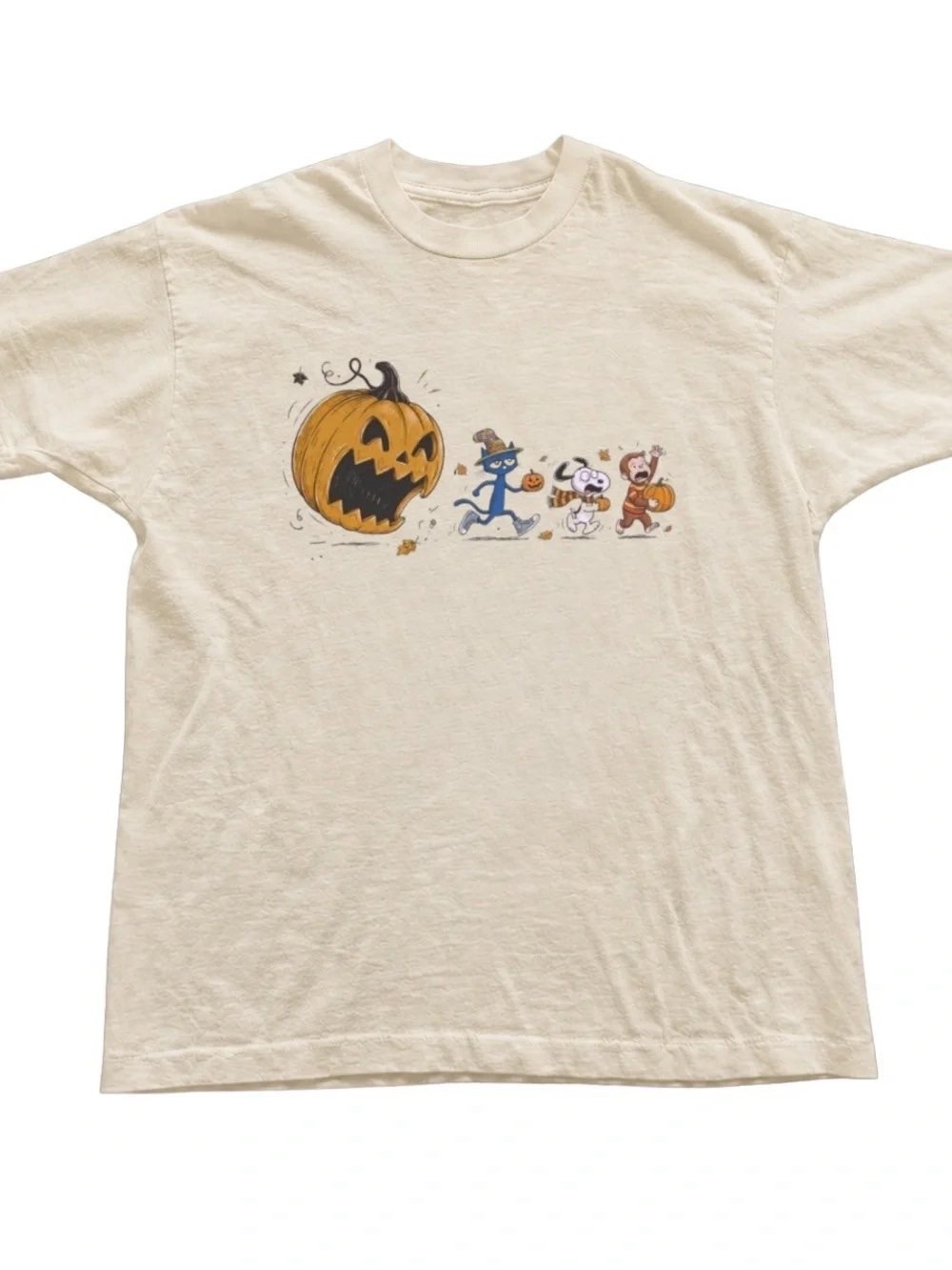 Cream Halloween Pumpkin Chase Graphic Tee